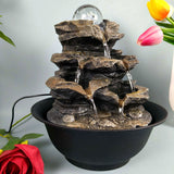 [Fuente de Sonido Natural de 3 Niveles] Fuente de Escritorio de Sonido Natural de 3 Niveles Alimentada por USB - Cascada de Resina para Decoración Relajante del Hogar y Oficina, Perfecta para Halloween, Bodas y Navidad