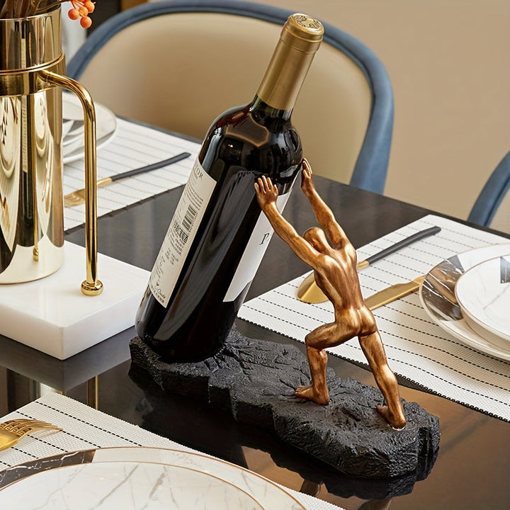 1 pieza de estante de vino de resina con figura de fuerte, ideal para oficina, sala de estar, decoración de entrada, mejora el ambiente artístico del hogar.