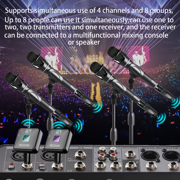 Transmisor de micrófono inalámbrico 2.4Ghz, sistema inalámbrico de micrófono XLR, adaptador de micrófono inalámbrico recargable para mezclador de sonido, micrófono dinámico (uno a uno, uno a dos)