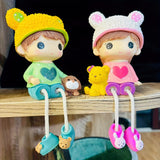 Un par de figuras de dibujos animados creativas y lindas para decoración interior y exterior, ideales para el recibidor, el armario de vinos, la estantería de libros y el mejor regalo de cumpleaños.