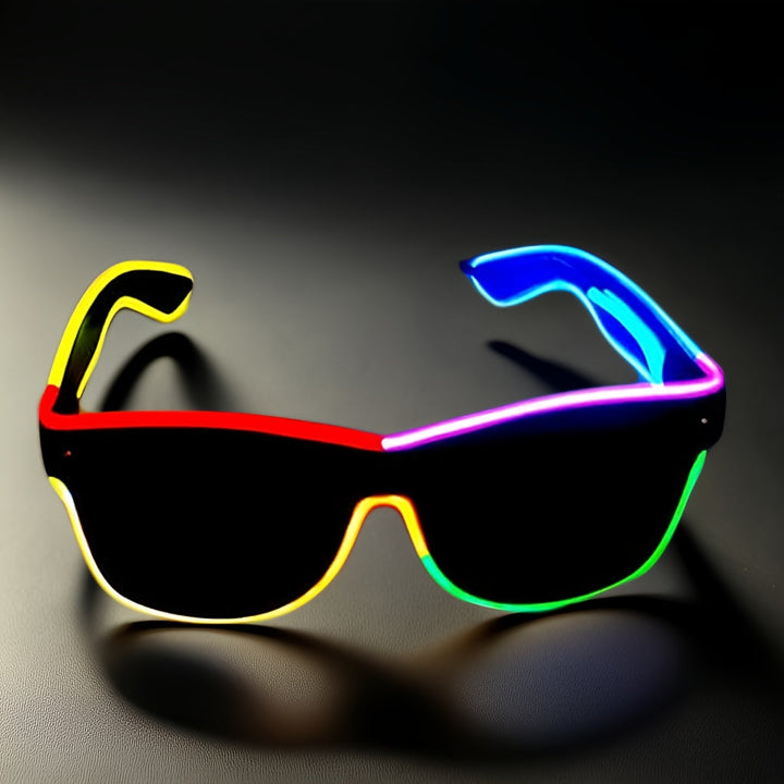 Gafas con luz de cuerda de EL Wire colorida y brillante con paquete de batería portátil para fiestas, Halloween y cosplay - Esenciales para festivales