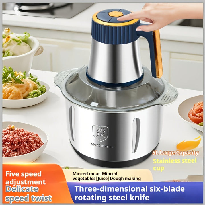 Picadora de carne eléctrica multifunción de alta potencia 5L500w para uso doméstico y comercial, gran capacidad más fácil