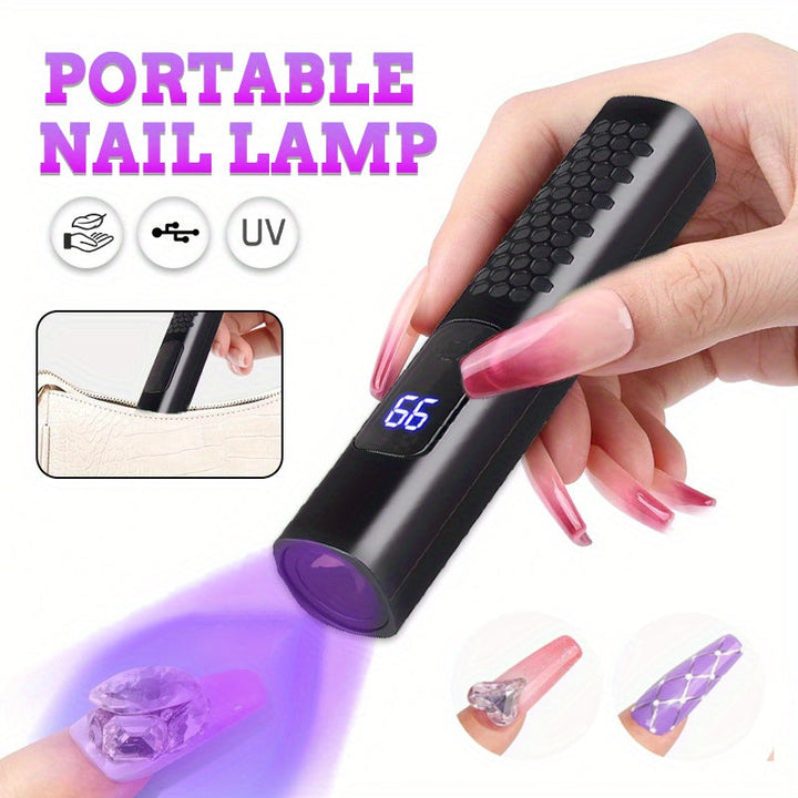 1 pieza, Secador de uñas mini LED, linterna portátil para secado rápido de esmalte de uñas, uso en hogar y hotel, modo de conteo, recargable por USB, material plástico, batería, lámpara de curado de uñas | temporizador de conteo | batería recargable, sec