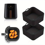 1pc Línea de aire reutilizable no adherente de silicona para freidora - 17,78 cm cuadrado, HD9200 HD9255, seguro para horno y microondas, fácil de limpiar, ideal para cocción saludable, asado, tostado - Accesorio de cocina versátil, accesorios para freid