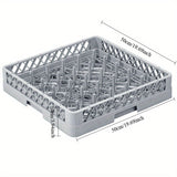 Rejilla para Lavavajillas de Platos, Cesta de Polipropileno con 25 Soportes para Platos y Bandejas Pequeñas hasta 46cm, Azul Grisáceo, Largo 50cm, Ancho 50cm, Altura 10cm