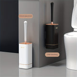 1 Unidad, Cepillo De Baño Montado En La Pared, Con Soporte, Cepillo De Baño De Mango Largo Para El Hogar, Con Base, Cepillo De Limpieza De Inodoro Sin Rincones Muertos, Accesorios De Baño, Herramientas De Baño
