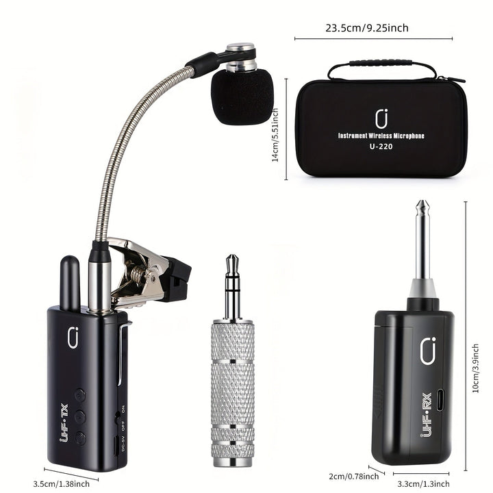 Artículo Más Vendido de 2025: Micrófono sin varillas UHF para Saxofón, Sistema Transmisor y Receptor Recargable Plug & Play con Diseño Clip-On para Saxo y Trompeta, Distancia de Transmisión hasta 48.77 metros, Adecuado para Saxos Alto, Tenor y Barítono,