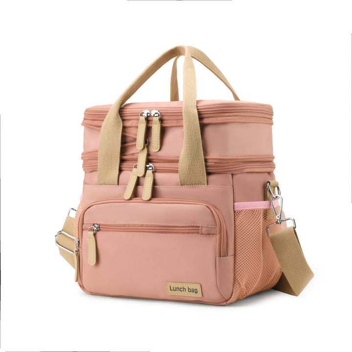 Una elegante y portátil bolsa de almuerzo de gran capacidad con asa y doble capa de aislamiento para viajes al aire libre y almacenamiento. Sin contacto con alimentos, regreso a la escuela.