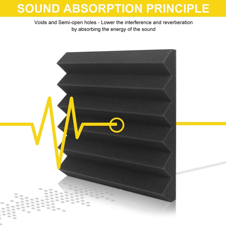 Paquete de 24 Paneles Acústicos Ignífugos de Alta Densidad Negros 30*30*5 cm, Ideales para Paredes de Salas de Conferencias, Oficinas, Estudios en Casa, Grifos y Cines - Aislamiento Acústico