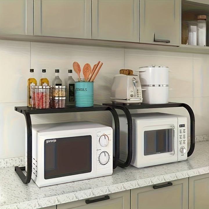 Estantería de Acero Inoxidable en Forma de U, 1 Pieza, Adecuada para Microondas, Soporte Independiente, Organizador de Cocina, Estante Vertical de Doble Nivel Resistente - Diseño Anticorrosivo y Antiadherente | Alta Resistencia al Calor | Para Platos/Bot