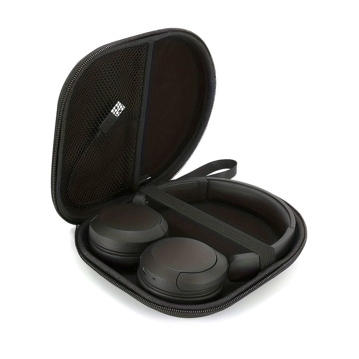 Estuche protector duro de EVA negro para auriculares, compatible con JBL Tune 510BT/520BT/500BT, funda delgada para Sony WH-CH520/510, bolsa de almacenamiento resistente a golpes con bolsillos para accesorios, estuche resistente | diseño elegante en negr