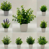9 Piezas, Plantas Artificiales En Macetas, Pequeñas Macetas De Plástico Blanco Para Decoración, Plantas Verdes Falsas Para El Hogar, La Oficina, El Baño, La Estantería Y La Decoración Interior Del Escritorio, Decoración De Primavera Y Verano