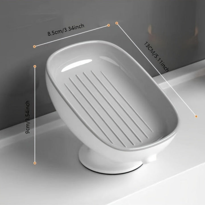 Porta jabón ovalado elegante para pared con drenaje, plato de jabón de plástico ajustable para baño - Bandeja de jabón lujosa desmontable, diseño moderno para hogar y hotelería, accesorios para baño