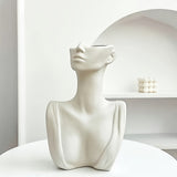 1pc Elegante Jarrón de Arte de Torso Femenino Blanco - Botella Decorativa de Resina al Estilo Nórdico para Flores Frescas o Secas, Perfecto para Sala de Estar, Dormitorio, Estudio - Regalo de Decoración para el Hogar Chic