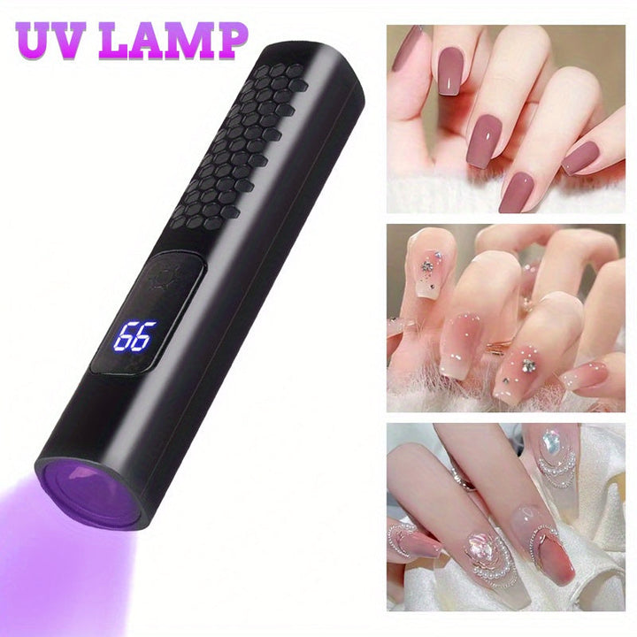 1 pieza, Secador de uñas mini LED, linterna portátil para secado rápido de esmalte de uñas, uso en hogar y hotel, modo de conteo, recargable por USB, material plástico, batería, lámpara de curado de uñas | temporizador de conteo | batería recargable, sec
