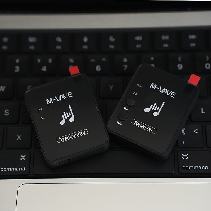 Sistema de Auriculares Inalámbricos M-VAVE WP-10 - 2.4G, Recargable por USB, Baja Latencia, Calidad de Sonido Sin Pérdidas, Grabación Estéreo, Compatible con Hasta 5 Dispositivos