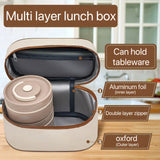 1 Juego de Tupper y Bolsa de Almuerzo - Disponible en Múltiples Colores - 4 Capas de Tupper de Acero Inoxidable + 1 Bolsa Aislada, Tupper Aislado Sellado, Adecuado para Escuela, Oficina, Camping al Aire Libre y Uso en Casa, Seguro para Microondas