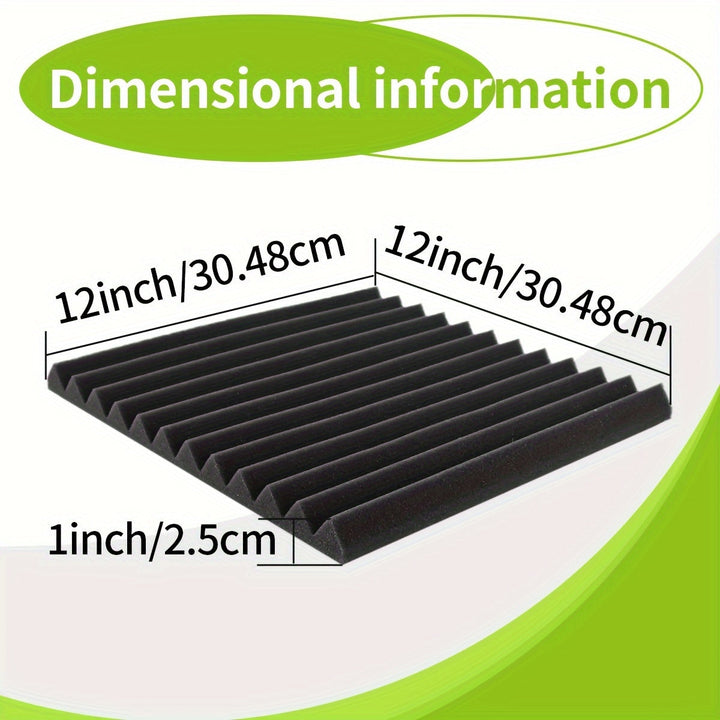 50pcs Paneles de Espuma Acústica en Forma de Cuña para Estudios de Grabación - 1"x12"x12" Esponja de Tratamiento de Absorción de Sonido a Prueba de Fuego