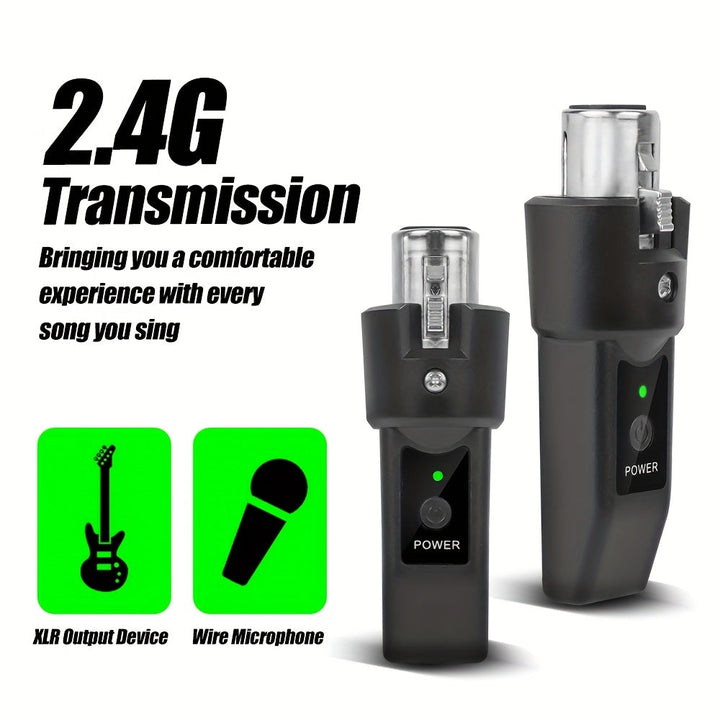 Transmisor de micrófono inalámbrico, micrófono dinámico conectado a un sistema de amplificación y recepción inalámbrico, transmisión de larga distancia de 2,4 GHz, sistema de transmisión y recepción inalámbrico, opciones de un solo/doble, adecuado para m
