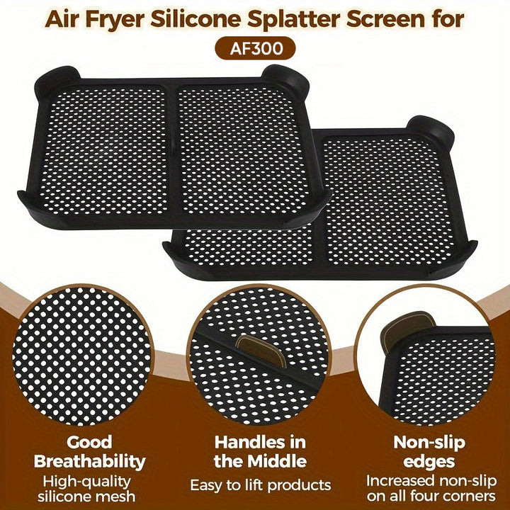 Nueva cubierta de esparadrapo de silicona no adherente de 2 piezas para freidor de aire - Reutilizable, fácil de limpiar, adecuada para accesorios de cocina del modelo AF300