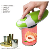 Abrelatas Eléctrico Automático FEIYBA - Operación con un Toque, Seguridad Sin Manos, Diseño Ergonómico Verde y Blanco, Alimentado por Baterías (4 AA No Incluidas) para Uso Fácil en la Cocina, Herramienta Moderna, Acabado Suave en el Mango