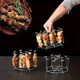 Soporte vertical para parrilla de acero inoxidable 304 con 12 pinchos - Ideal para barbacoa, freidora de aire y uso en la cocina, perfecto para carnes y verduras, duradero y fácil de limpiar, freidora de aire con parrilla