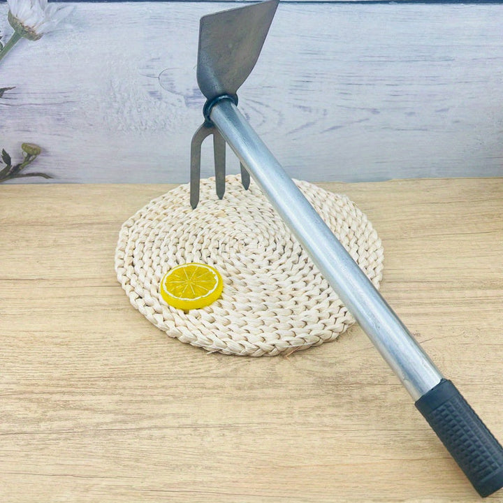 1 pieza de pala y rastrillo de doble propósito con mango de acero duradero - Herramienta de jardinería ergonómica para palas y rastrillos eficientes, ideal para plantar flores, mantenimiento de jardines | Rastrillo de metal resistente | Diseño ergonómico