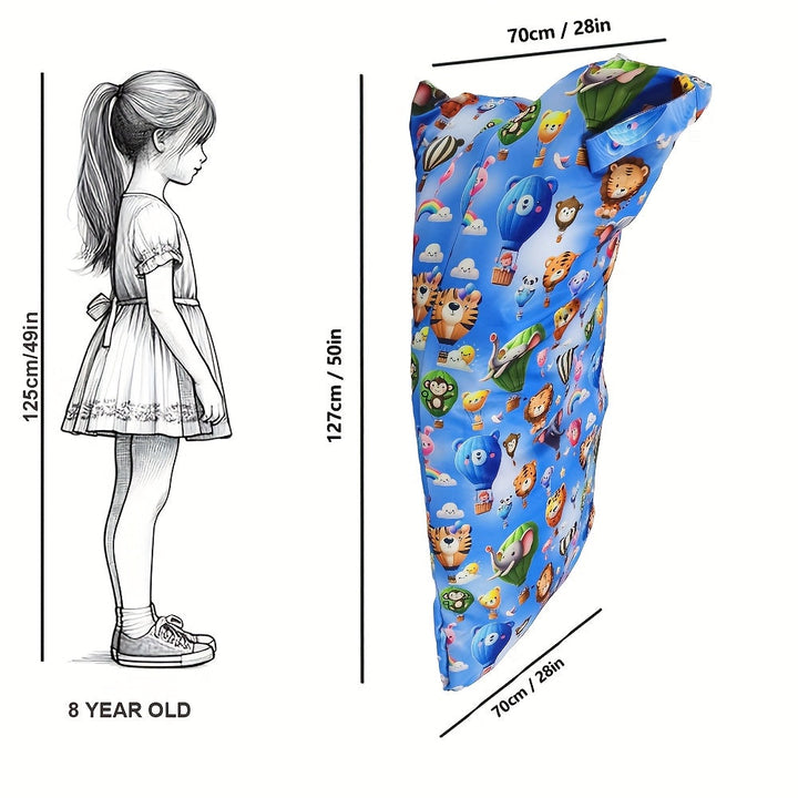 Silla de funda de animal para niños, Almacenamiento de peluches, Poliéster lavable a mano, Bolsa tejida multipropósito con asa resistente y cremallera, Apilable, No necesita electricidad, Ideal para varias habitaciones - Azul
