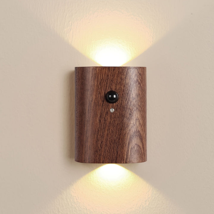 1 pieza de luz nocturna de escalera moderna de madera, accionada por batería recargable, con sensor de movimiento y LED, ideal para pasillos, techos, sótanos, armarios y cajones - Diseño temático espacial con iluminación ajustable, batería recargable, no