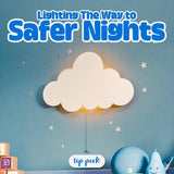 1pc Lámpara de Pared Flotante Nube - Luz Nocturna Metálica con Batería y LED Blanco Cálido, Decoración de Estrella y Luna para Guardería, Habitación Infantil, Baby Shower - Luz de Nube de Dibujos Animados Artística, Sin Necesidad de Enchufe, Idea de Rega