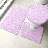 Juego de 3 alfombras de baño con relieve en forma de adoquines, ultra suaves y antideslizantes, alfombras absorbentes para bañera con contorno en forma de U clásico, accesorios y suministros para baño