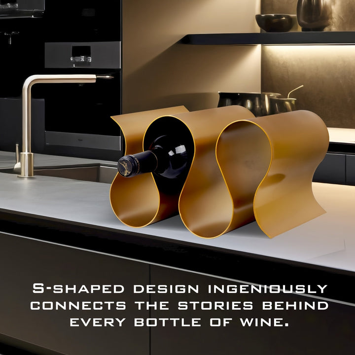 Soporte de Vino Metálico Apilable para Encimera o Armario – Soporte Moderno para Botellas de Vino en Negro y Dorado, Almacenamiento que Ahorra Espacio para Cocina, Bar o Decoración de Despensa