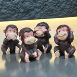 4 piezas de estatuas de mono hechas a mano de resina - Diseño de apariencia personalizada, adecuado para interiores, jardines, balcones, es la decoración del ambiente para fiestas de vacaciones como Halloween.