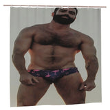 Diseño de cortina de ducha artística inspirada en hombres musculosos, con una cortina de baño removible.
