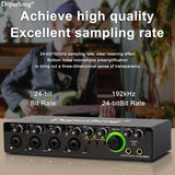 Interfaz de audio USB profesional DEPUSHENG, tarjeta de sonido con calidad HD, alimentación fantasma, conector para auriculares y 8 preamplificadores de micrófono - Consola de estudio para PC, podcasting, transmisión en vivo y videojuegos (24 bits/192 kH