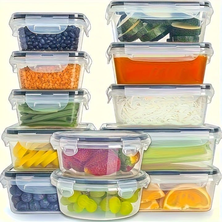Juego de 8 Piezas con Tapa, Contenedores Transparentes para Almacenamiento de Alimentos Multitamaño para Refrigerador - Caja Rectangular Reforzada Segura para Microondas y Congelador Organizador de Verduras y Frutas