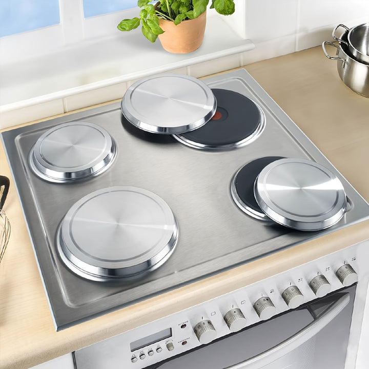 Cuatro juegos de cubiertas protectoras de acero inoxidable para estufas (2 piezas cada una para tamaños grandes y pequeños)