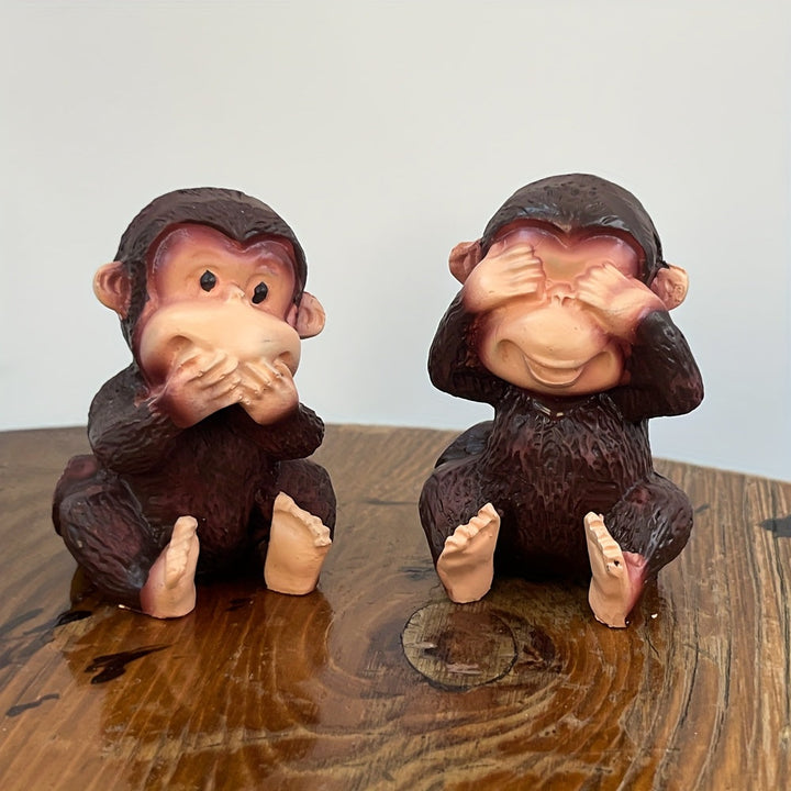 4 piezas de estatuas de mono hechas a mano de resina - Diseño de apariencia personalizada, adecuado para interiores, jardines, balcones, es la decoración del ambiente para fiestas de vacaciones como Halloween.
