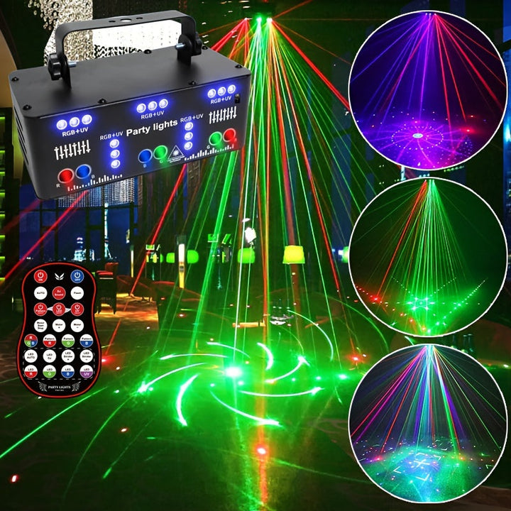 1pc YSH 21 Ojos RGB LED Luces de Escenario con Control Remoto, DMX-512 Iluminación Profesional para Fiestas DJ, Control por Voz, Lámpara de Techo/Mesa Desmontable para Discoteca, Bar, Karaoke, Boda, Halloween, Navidad, Uso en Interiores, 110-130V, Enchuf