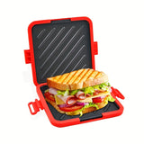 Bandera para Sándwich en Microondas – Bandeja para Hornear Tostadas Rápidas y Crispy, Antiadherente, Hierro de Grado Alimenticio, Ideal para BBQ, Salchichas, Alitas de Pollo, Filetes y Más, Rojo con Asas de Fácil Agarre, Calentamiento de Alimentos|Diseño