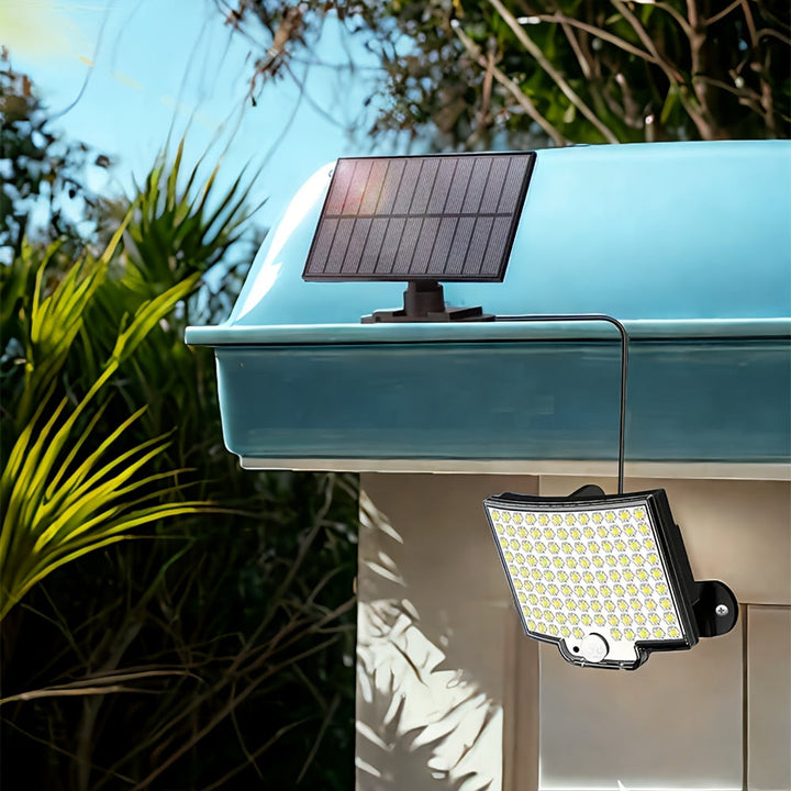 1/2pcs Luces Solares Exteriores, 106 LED 3000LM Luz de Inundación con Sensor de Movimiento y Control Remoto, Luz Solar de Seguridad LED desde el Anochecer hasta el Amanecer con Cable de 16.152 cm, IP44 Impermeable, Ideal para Exterior, Garaje