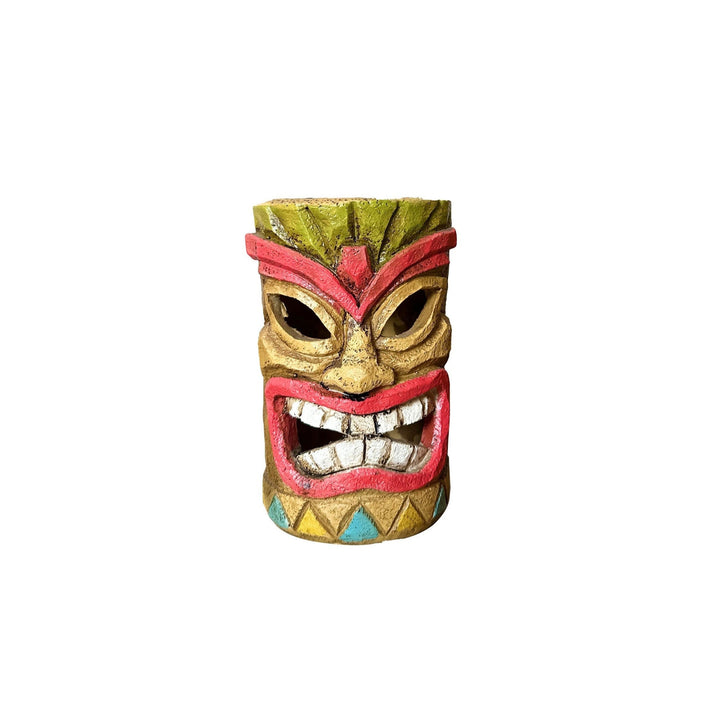 XXOASIS Hawaiian Tiki Resin Solar Lantern, acabado encáustico, control de botón pulsador, batería de níquel de 200 mAh, jardín al aire libre, patio, césped, balcón, decoración del alféizar de la ventana, regalo único para las fiestas.