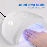 Lámpara profesional de gel de uñas LED de 48W con 30 LED, interfaz USB - Herramienta de tecnología de uñas de secado rápido para uso en salones y hogares, diseño moderno blanco, lámpara de uñas, equipo de salón, herramienta de belleza elegante, luces de