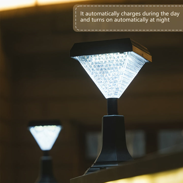 2 piezas de DJGIFI 7,09 x 6,3 x 12,8 pulgadas, postes solares LED cuadrados - Iluminación eficiente energéticamente para patio, parque, restaurante - Acabado pulido, instalación fácil, IP44, luces LED solares, DJGIFI