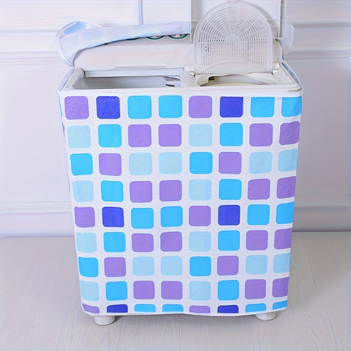 Tapa de lavadora PE - Diseño moderno floral y geométrico, cubierta duradera y resistente al polvo que no se desvanece para lavadoras de carga frontal y lavado de un solo golpe, patrones de hojas vibrantes, se adapta a balcones y espacios de vida, portáti