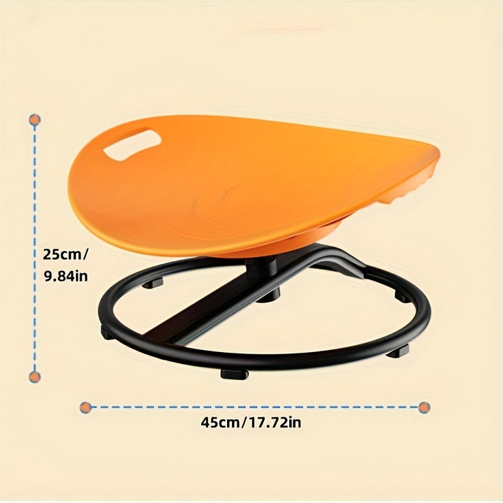 1 silla giratoria de sensaciones para jóvenes - Asiento redondo azul y gris con base metálica antideslizante, mejora la coordinación física, ideal para niños, no requiere electricidad, construcción metálica y plástica.