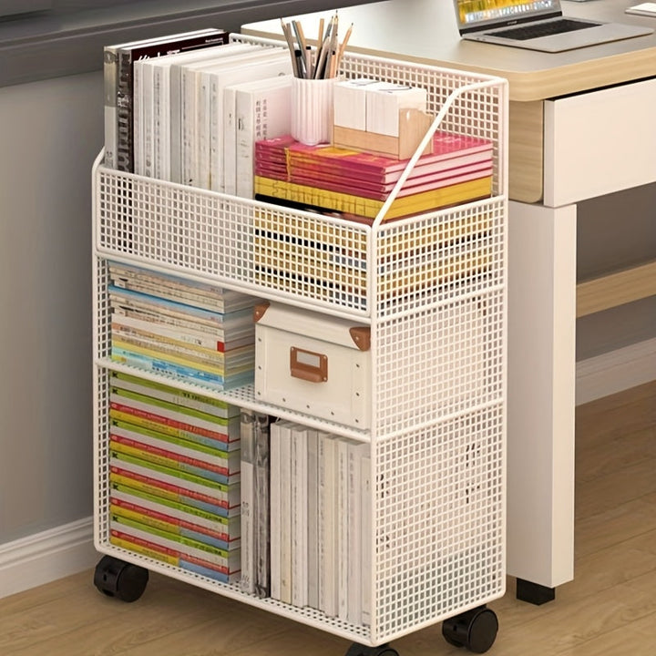 Estante de libros móvil con ruedas, almacenamiento de libros, estante de libros de suelo a techo para uso en casa y aula, estante de libros junto al escritorio, estante de almacenamiento de snacks, mesa de noche.