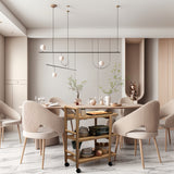 Carrito de almacenamiento de cocina de bambú versátil - Organizador de estanterías multifuncional, independiente, con ruedas para hogares y restaurantes de hot pot, impermeable, forma rectangular, 3 estantes para ingredientes y utensilios de cocina, esta