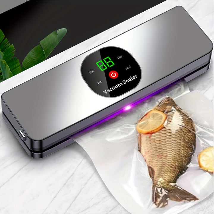 Maquinilla de sellado al vacío portátil con carga USB para alimentos, máquina automática de sellado de alimentos con pantalla LED, ideal para camping, caza y uso en la cocina, almacenamiento de alimentos al aire libre, el mejor regalo del Día de la Madre