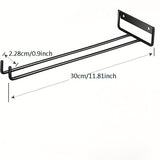 3-Pack/2-Pack/1-Pack Estante para colgar copas de vino de metal negro, soporte para copas invertido montado en la pared, organizador de copas de vino de una sola fila para el hogar, almacenamiento de cocina, organización conveniente de gabinetes y cajone